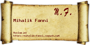 Mihalik Fanni névjegykártya